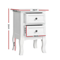 Artiss Bedside Table 2 Drawers - BISSET White Furniture Kings Warehouse 