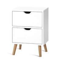 Artiss Bedside Table 2 Drawers - BODEN White Furniture Kings Warehouse 