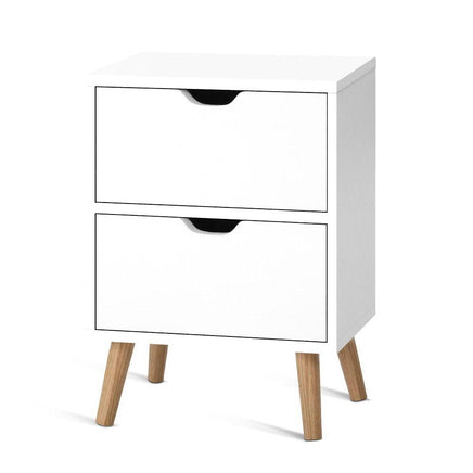 Artiss Bedside Table 2 Drawers - BODEN White Furniture Kings Warehouse 