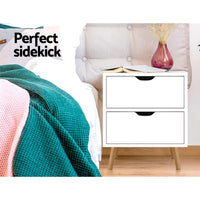 Artiss Bedside Table 2 Drawers - BODEN White Furniture Kings Warehouse 