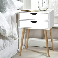 Artiss Bedside Table 2 Drawers - BODIE White Furniture Kings Warehouse 