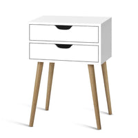 Artiss Bedside Table 2 Drawers - BODIE White Furniture Kings Warehouse 