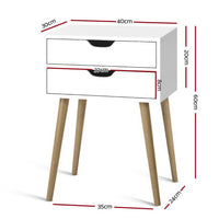 Artiss Bedside Table 2 Drawers - BODIE White Furniture Kings Warehouse 
