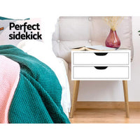 Artiss Bedside Table 2 Drawers - BODIE White Furniture Kings Warehouse 
