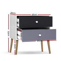 Artiss Bedside Table 2 Drawers - BONDS White Furniture Kings Warehouse 