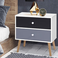 Artiss Bedside Table 2 Drawers - BONDS White Furniture Kings Warehouse 