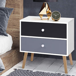 Artiss Bedside Table 2 Drawers - BONDS White Furniture Kings Warehouse 