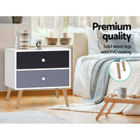 Artiss Bedside Table 2 Drawers - BONDS White Furniture Kings Warehouse 