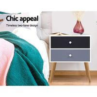 Artiss Bedside Table 2 Drawers - BONDS White Furniture Kings Warehouse 