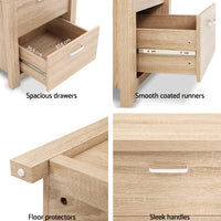 Artiss Bedside Table 2 Drawers - MAXI Pine Furniture Kings Warehouse 