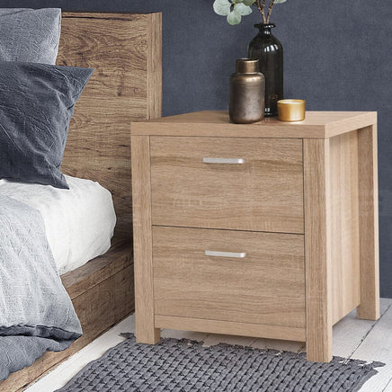 Artiss Bedside Table 2 Drawers - MAXI Pine Furniture Kings Warehouse 