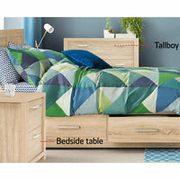 Artiss Bedside Table 2 Drawers - MAXI Pine Furniture Kings Warehouse 