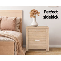 Artiss Bedside Table 2 Drawers - MAXI Pine Furniture Kings Warehouse 