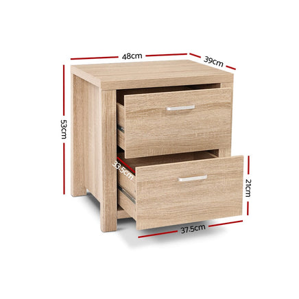 Artiss Bedside Table 2 Drawers - MAXI Pine Furniture Kings Warehouse 