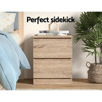 Artiss Bedside Table 2 Drawers - PEPE Oak Furniture Kings Warehouse 