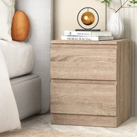 Artiss Bedside Table 2 Drawers - PEPE Oak Furniture Kings Warehouse 