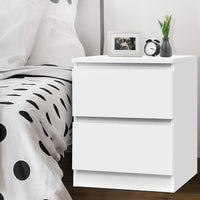 Artiss Bedside Table 2 Drawers - PEPE White Furniture Kings Warehouse 