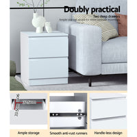 Artiss Bedside Table 2 Drawers - PEPE White Furniture Kings Warehouse 