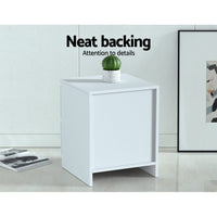 Artiss Bedside Table 2 Drawers - PEPE White Furniture Kings Warehouse 