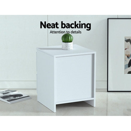 Artiss Bedside Table 2 Drawers - PEPE White Furniture Kings Warehouse 