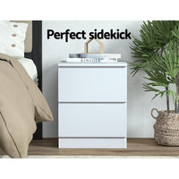 Artiss Bedside Table 2 Drawers - PEPE White Furniture Kings Warehouse 