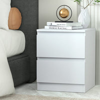 Artiss Bedside Table 2 Drawers - PEPE White Furniture Kings Warehouse 