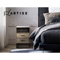 Artiss Bedside Table 2 Drawers with Shelf - BADAN Furniture Kings Warehouse 
