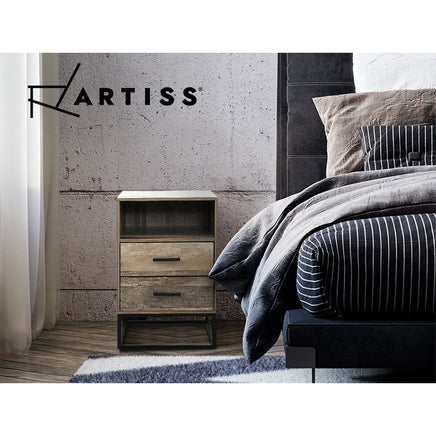 Artiss Bedside Table 2 Drawers with Shelf - BADAN Furniture Kings Warehouse 
