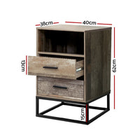 Artiss Bedside Table 2 Drawers with Shelf - BADAN Furniture Kings Warehouse 