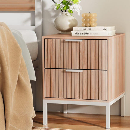Artiss Bedside Table Drawers Side End Table Storage Cabinet Nightstand Pine LURA Furniture Kings Warehouse 