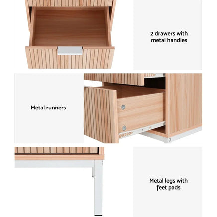 Artiss Bedside Table Drawers Side End Table Storage Cabinet Nightstand Pine LURA Furniture Kings Warehouse 