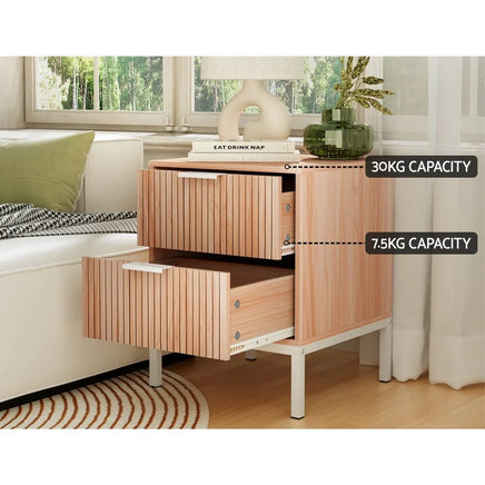 Artiss Bedside Table Drawers Side End Table Storage Cabinet Nightstand Pine LURA Furniture Kings Warehouse 