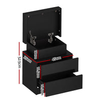 Artiss Bedside Table LED 2 Drawers Lift-up Storage - COLEY Black Furniture Kings Warehouse 