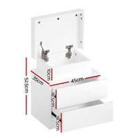 Artiss Bedside Table LED 2 Drawers Lift-up Storage - COLEY White Furniture Kings Warehouse 