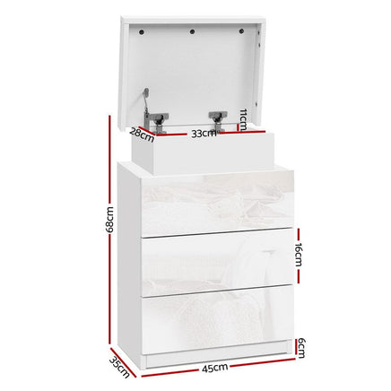 Artiss Bedside Table LED 3 Drawers - COLEY White Furniture Kings Warehouse 