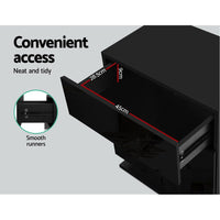 Artiss Bedside Table LED 3 Drawers - MORI Black Furniture Kings Warehouse 