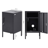 Artiss Bedside Table Metal Cabinet - Black Furniture Kings Warehouse 