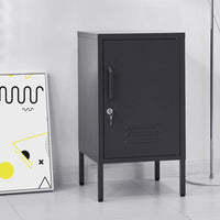 Artiss Bedside Table Metal Cabinet - Black Furniture Kings Warehouse 