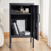 Artiss Bedside Table Metal Cabinet - Black Furniture Kings Warehouse 