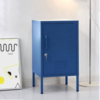 Artiss Bedside Table Metal Cabinet - Blue Furniture Kings Warehouse 
