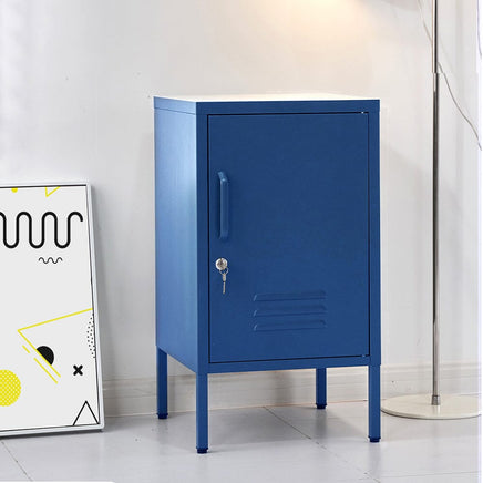 Artiss Bedside Table Metal Cabinet - Blue Furniture Kings Warehouse 