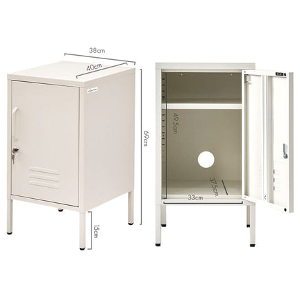Artiss Bedside Table Metal Cabinet - White Furniture Kings Warehouse 