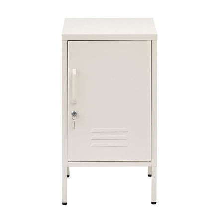 Artiss Bedside Table Metal Cabinet - White Furniture Kings Warehouse 