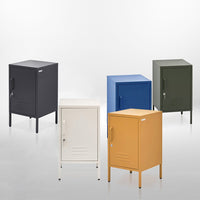 Artiss Bedside Table Metal Cabinet - Yellow Furniture Kings Warehouse 