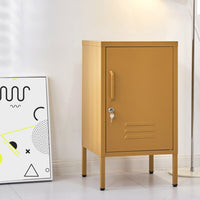 Artiss Bedside Table Metal Cabinet - Yellow Furniture Kings Warehouse 