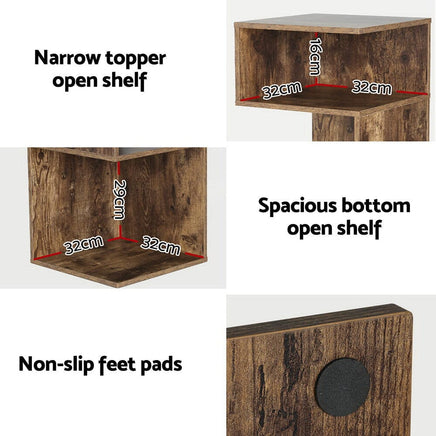 Artiss Bedside Table Shelves Side End Table Storage Nightstand Rust Oak UMENI Furniture Kings Warehouse 