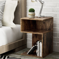 Artiss Bedside Table Shelves Side End Table Storage Nightstand Rust Oak UMENI Furniture Kings Warehouse 