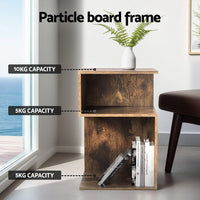 Artiss Bedside Table Shelves Side End Table Storage Nightstand Rust Oak UMENI Furniture Kings Warehouse 