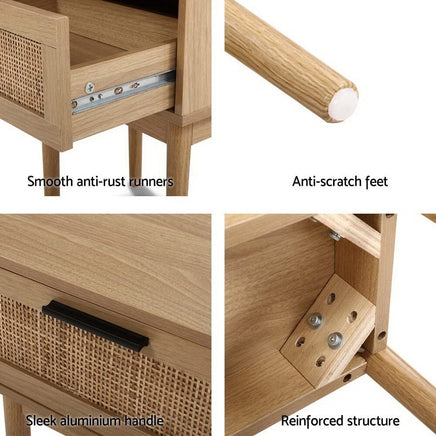Artiss Bedside Tables Side Table Rattan Drawers Nightstand Furniture Kings Warehouse 