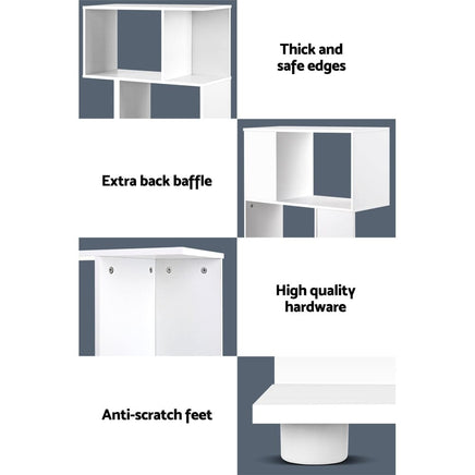 Artiss Bookshelf 3 Tiers - NINA White Furniture Kings Warehouse 